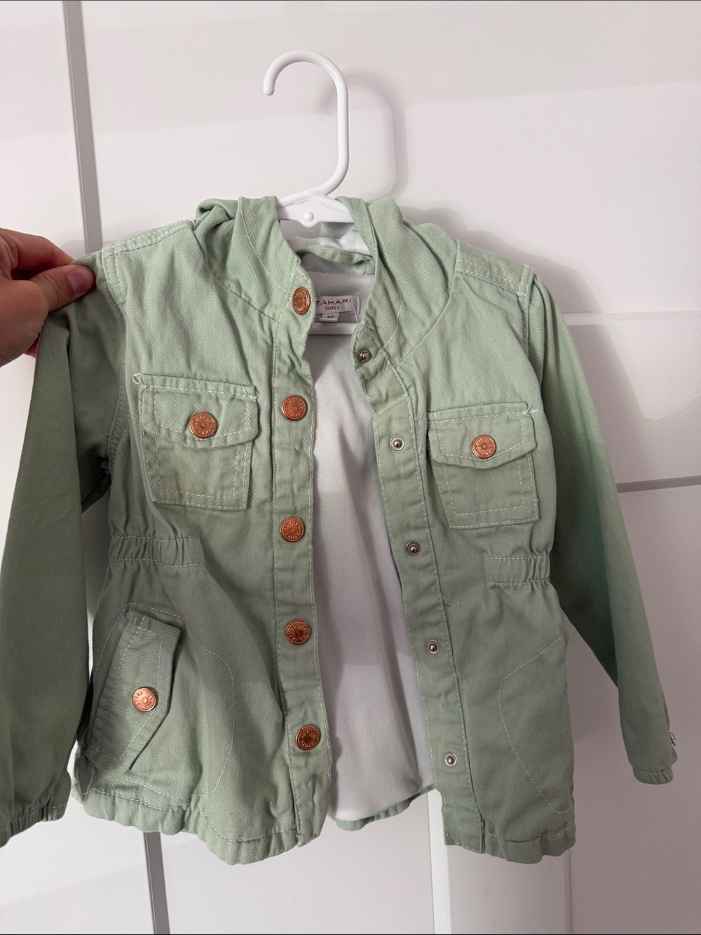Tahari Kids Sage Green Hooded Utility Jacket